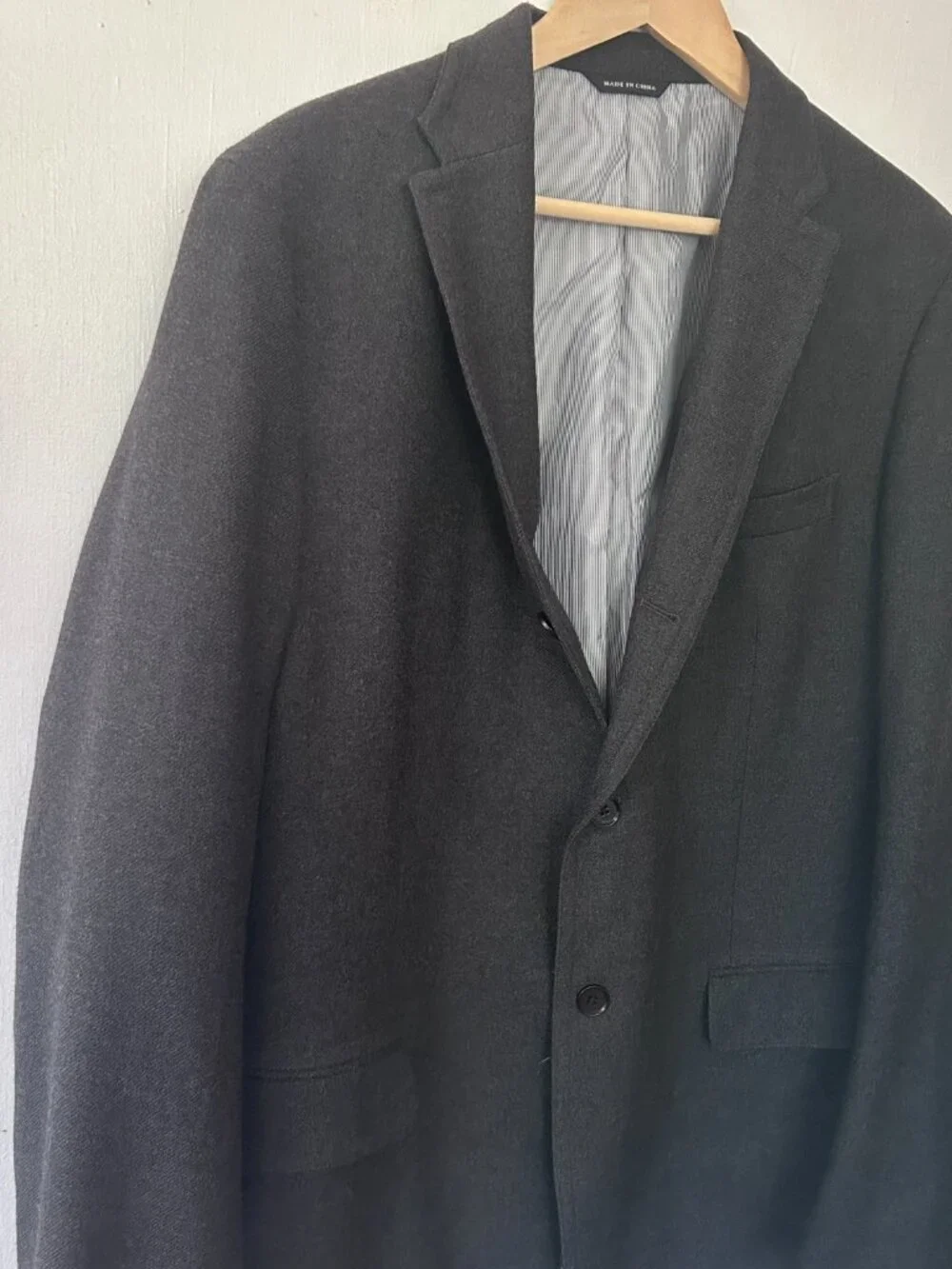 Banana Republic Tailored Fit Blazer Jacket Mens 42L Dark Grey Wool Pockets